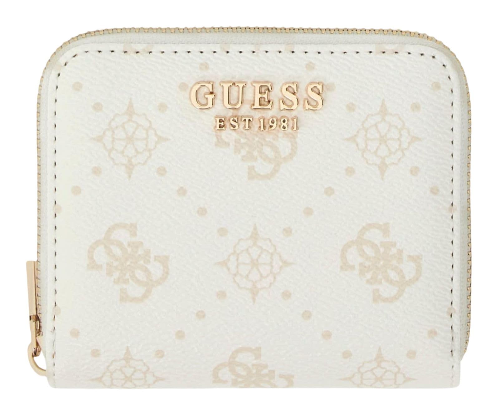 GUESS Geldbörse Emelie Logo SLG Zip Around White Logo weiß