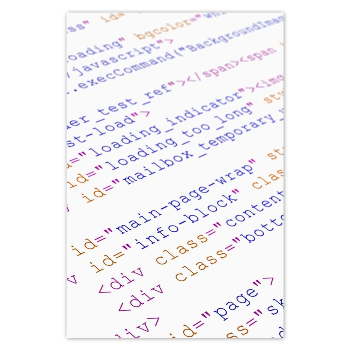Sticker mural décoratif informatique de 80x120cm avec lignes de code HTML