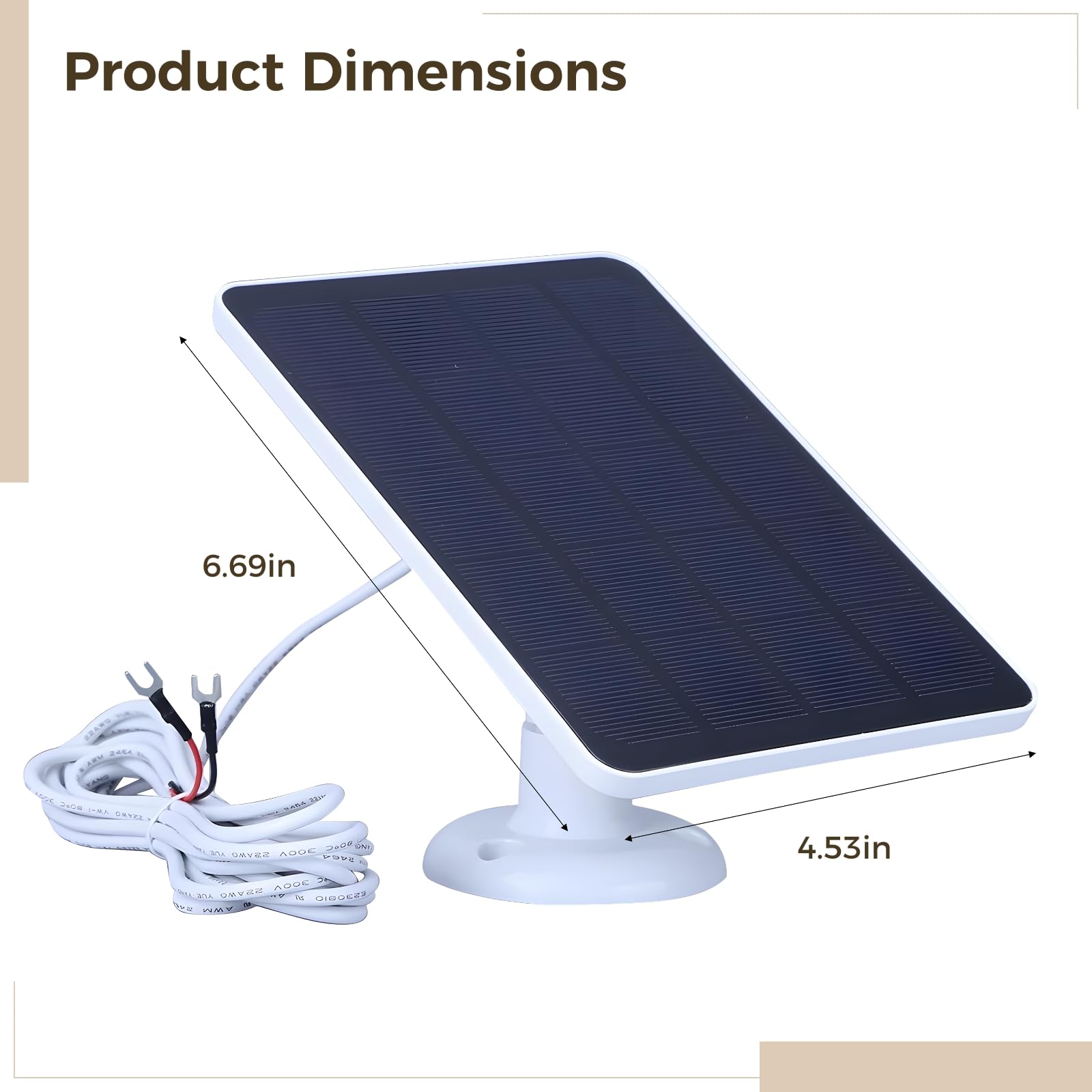 Pannello solare per telecamere di sicurezza, compatibile con telecamere di sicurezza Eufy e campanello video ad anello 4/3/3Plus/2, 4 W, monocristallino, impermeabile, supporto regolabile, cavo di