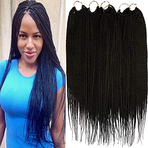 6 Packs Box Braids Crochet Hair Crochet Box Braids Pre-looped Synthetic Hair Crotchet Box Braids Hair 22 Inch (1B, 22inch) â€¦