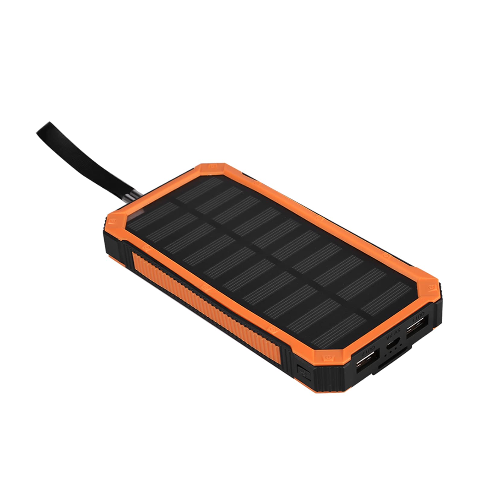 GOTOTOP Banco de Energía Solar Cargador Externo Solar Portátil con 2 Puertos de Salida, 2 Modos de Carga (Solar + USB) para Acampar Android iOS(Naranja)