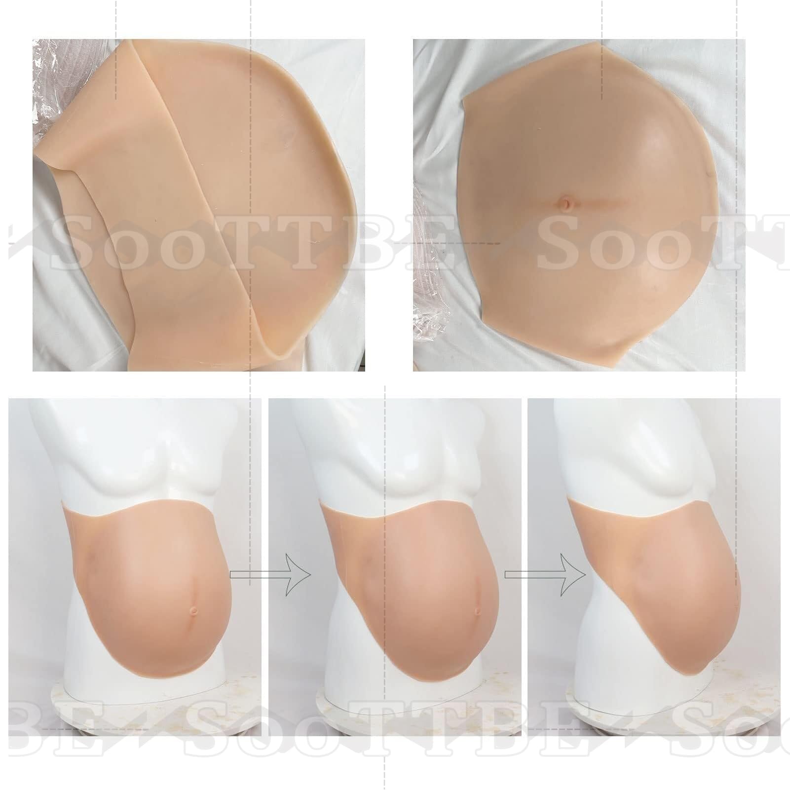 Full Silicone Artificiale Del Bambino Bump Falso Incinta Pancia Film Puntelli Reale Morbido Falso Maternità per Fingere La Gravidanza