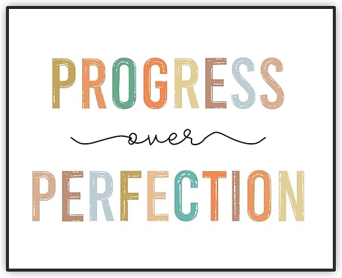 Progress Over Perfection Art Print, Kids Motivational Classroom Wall Decor Poster Print, Kid's Room Decor, 8X10 inch Boho Classroom Decor,