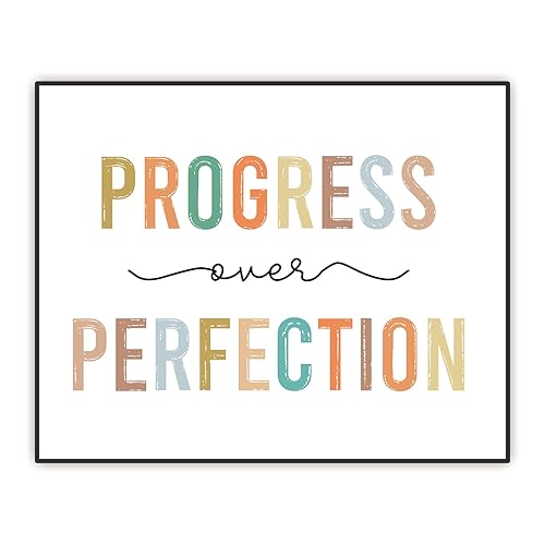 Progress Over Perfection Art Print, Kids Motivational Classroom Wall Decor Poster Print, Kid's Room Decor, 8X10 inch Boho Classroom Decor,