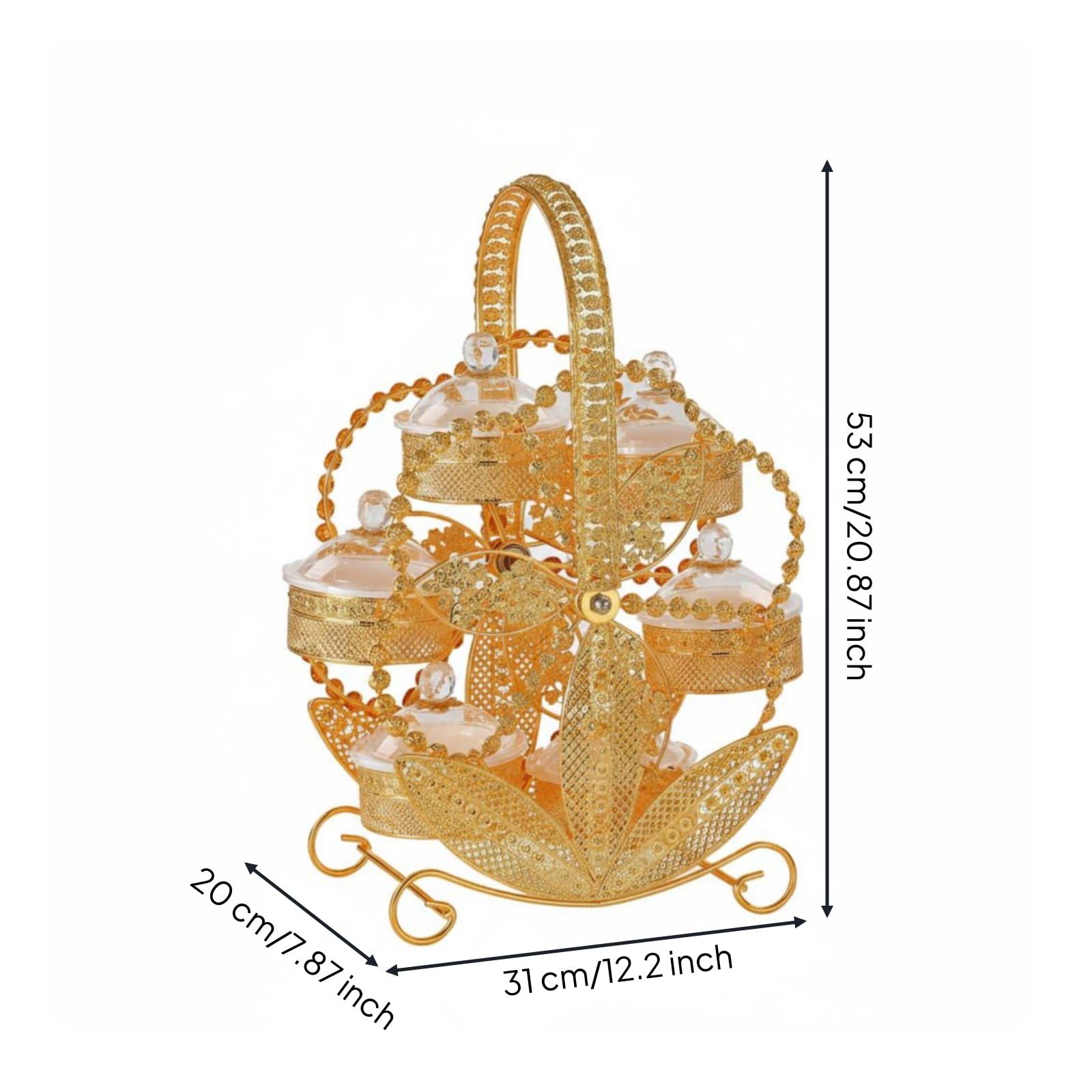 Colcolo Vassoio per Snack in Acrilico Vassoio Vassoio Centrotavola Piatto per Dolci con Finiture Dorate Stile Retrò in Acrilico E Ferro Adatto per Salotto Tè Pomeridiano Decorazione Tavola Feste