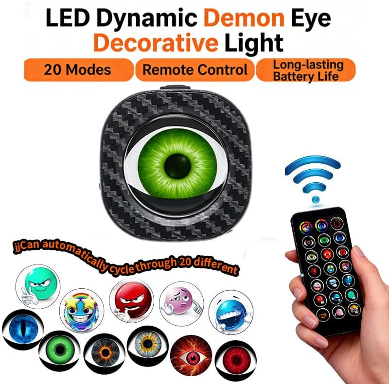 LED Demon Eyes Bike Tail Light, No App Waterproof Type-C Smart 3D Lens Bicycle Tail Light 20 Modes Remote Control, LED Rear Bike Light Devil Eyes Taillights for Cycling, Motorcycle, Idea Gifts image 5