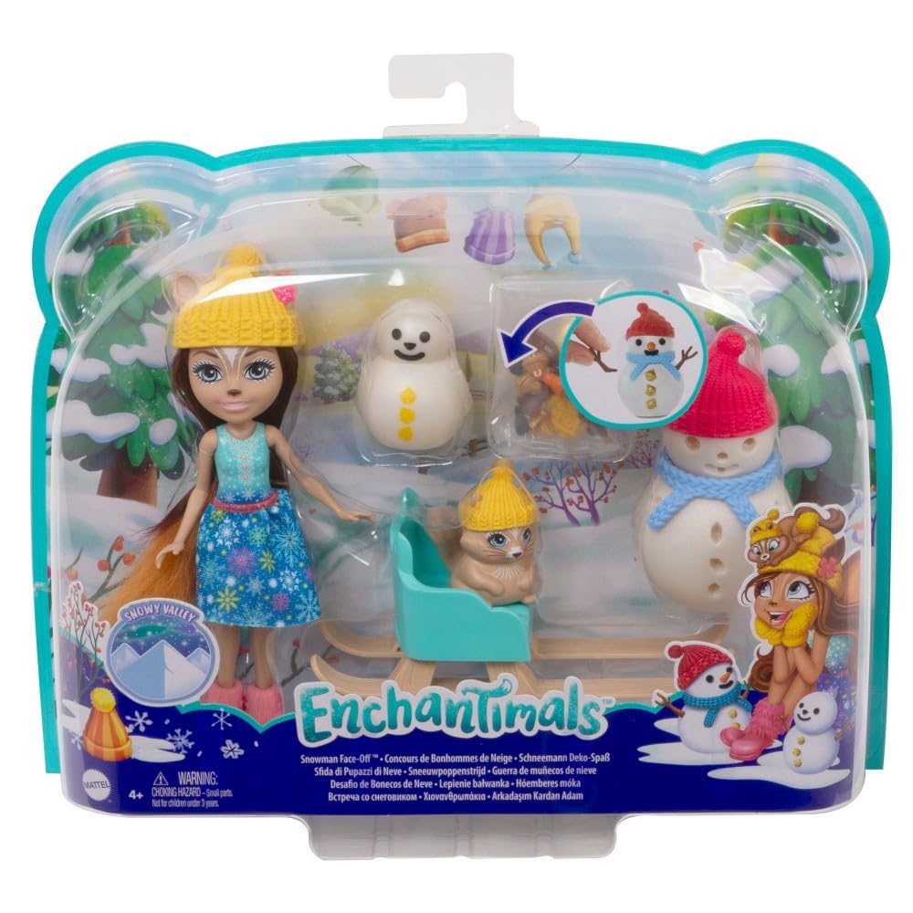 Enchantimals Snowman Face-Off With Sharlotte Squirrel & Walnut Dolls