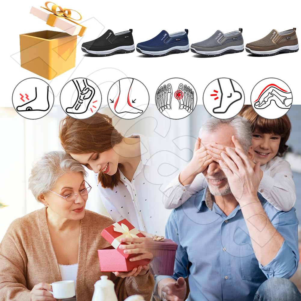 Zapatillas Hombre Zapatos para Caminar Suaves y Flexibles Zapatos Ajustables con Cierre de Zapatos ortopédicos para Hombre
