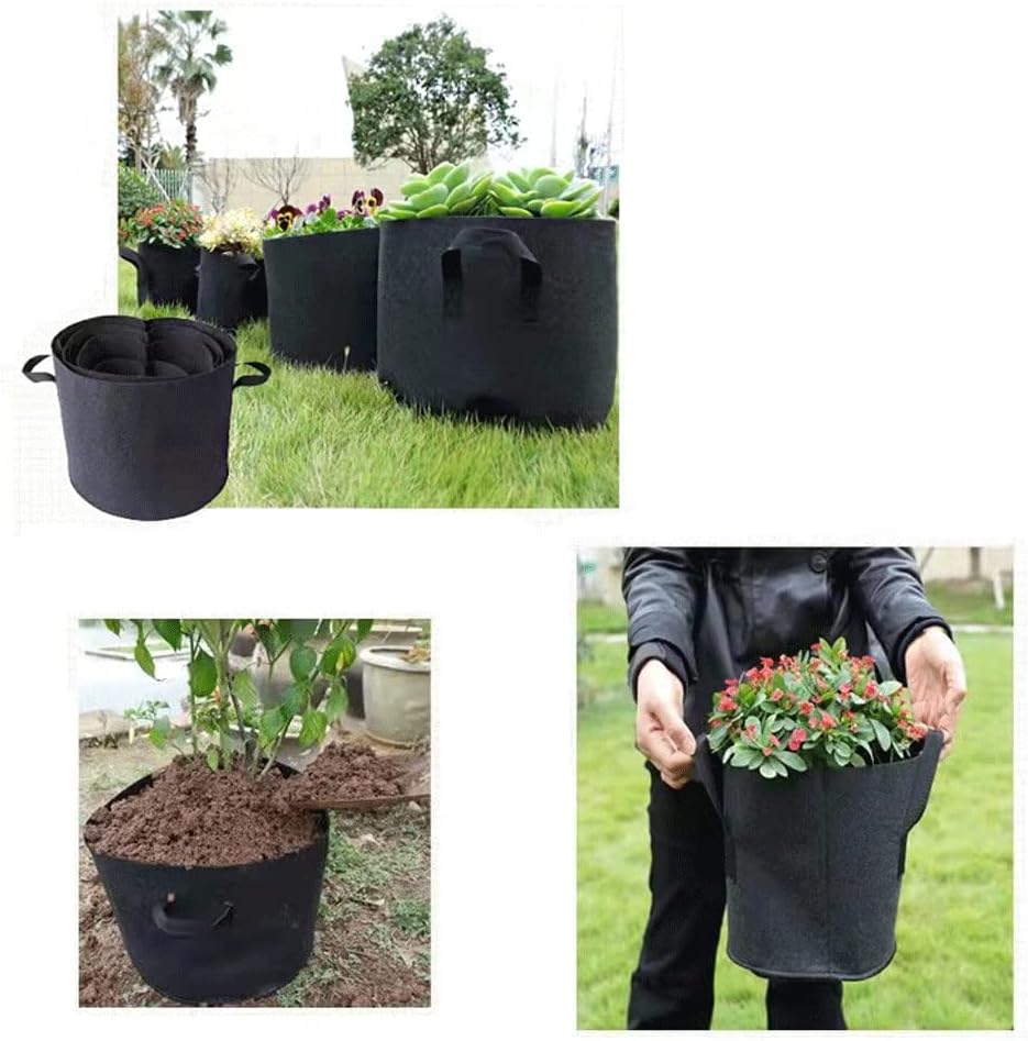 Aeration Fabric Pots Portable Thickened Non-Woven Planting Bag Felt Planting Bucket Planting Bag Gardening Vegetable Seedling Planting Bag 5 Packs Grow Bags (Color : Black, Size : 35cm*30cm) (Black