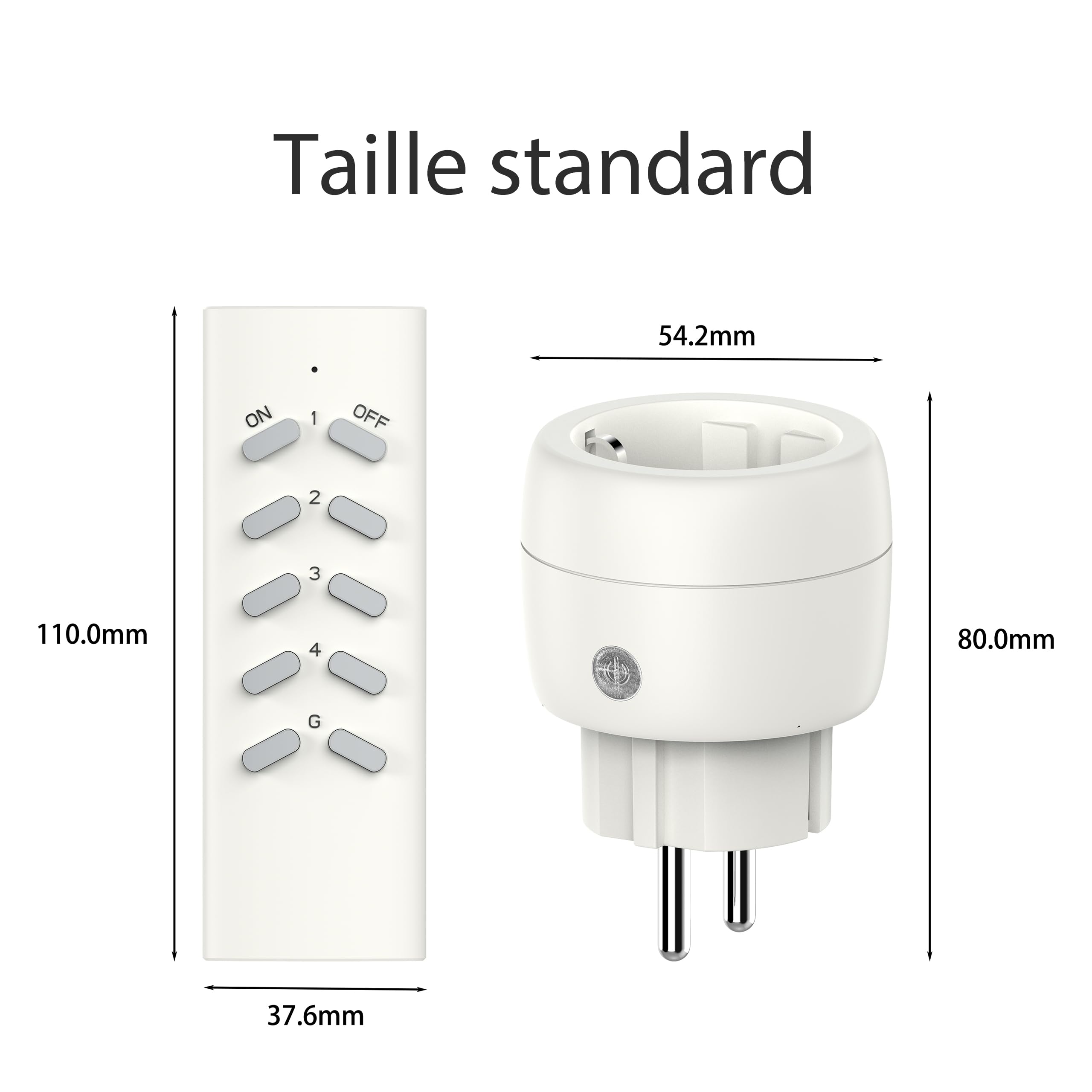 Prise Telecommande sans fil, Certifié TÜV Süd, Programmateur 2300W Portée 30m, 5 prise connectée avec 2 Télécommande, Idéal pour l'éclairage télécommandé, les décorations, les ventilateurs, et plus