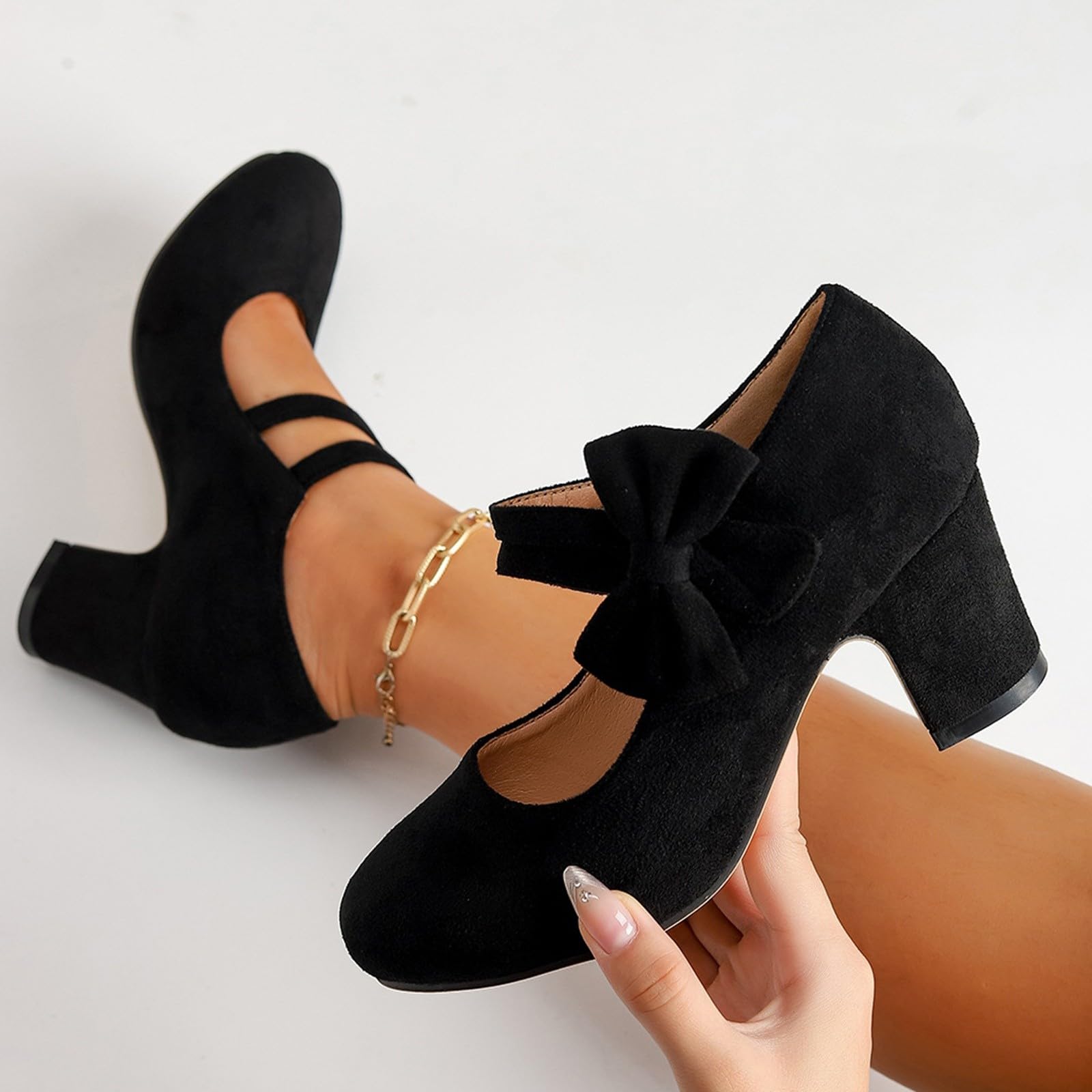 Pumps Damen Breite Füße Schuhe - Elegant Absatzschuhe Kleiner mit Absatz Hochzeitsschuhe Sommer Tanzschuhe Bequem Damenschuhe Trachtenschuhe Für Riemchen Dirndl