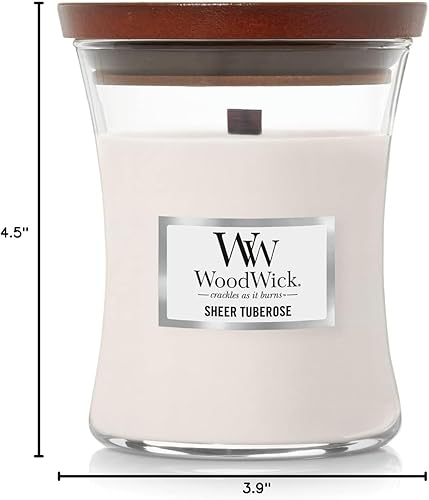 Vista 109 de WoodWick Hinoki Dahlia - Vela mediana en frasco, con forma de reloj de arena, cera de mezcla de soja prémium, mecha de madera Pluswick Innovation