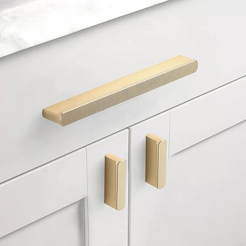 Miniatura 2 de Paquete de 10 manijas de bronce champán de 7-12 pulgadas (7.559 in) con agujero central para gabinetes de cocina, tiradores de cajones de cocina,