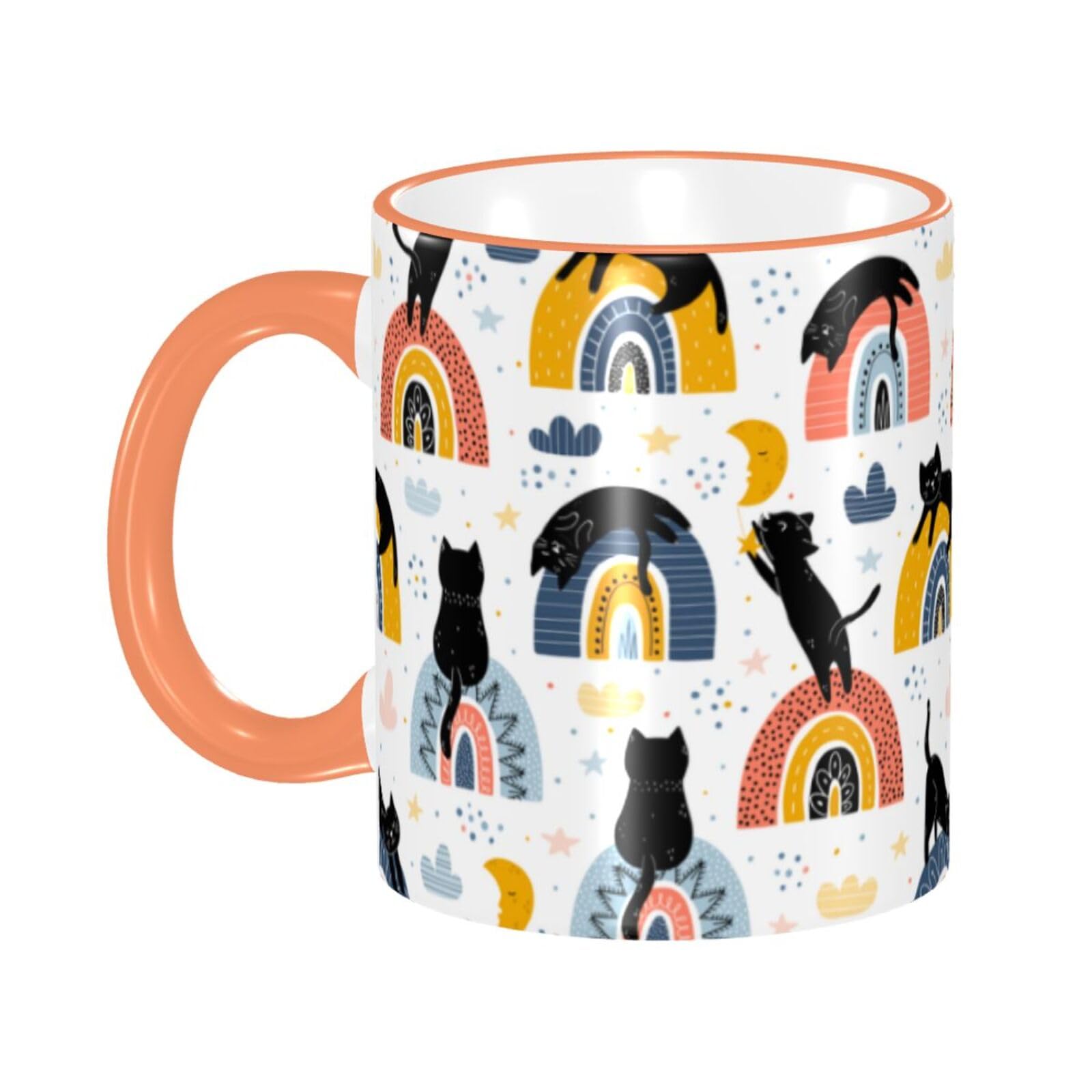 Aimeryup 11oz Black Cat and Rainbow Coffee Mug ...