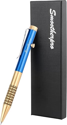 SMOOTHERPRO Bolígrafo de acción de perno de latón macizo, compatible con recambio de Pentel, clip de acero inoxidable escalable con peso equilibrado SMOOTHERPRO Bolígrafo de acción de perno de latón macizo, compatible con recambio de Pentel, clip de acero inoxidable escalable con peso equilibrado