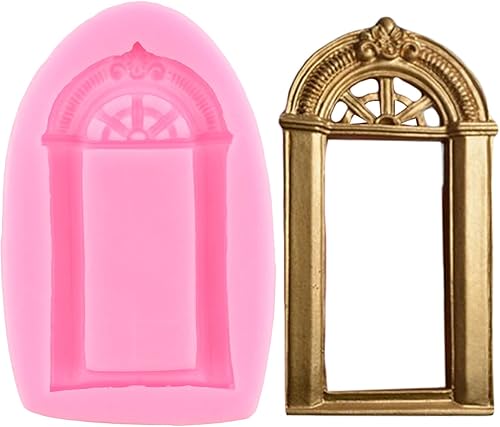Miniatura 8 de ZiXiang Molde de silicona para marco de ventana, moldes de fondant para puerta, decoración de cupcakes, dulces, chocolate, polimero, pasta de goma