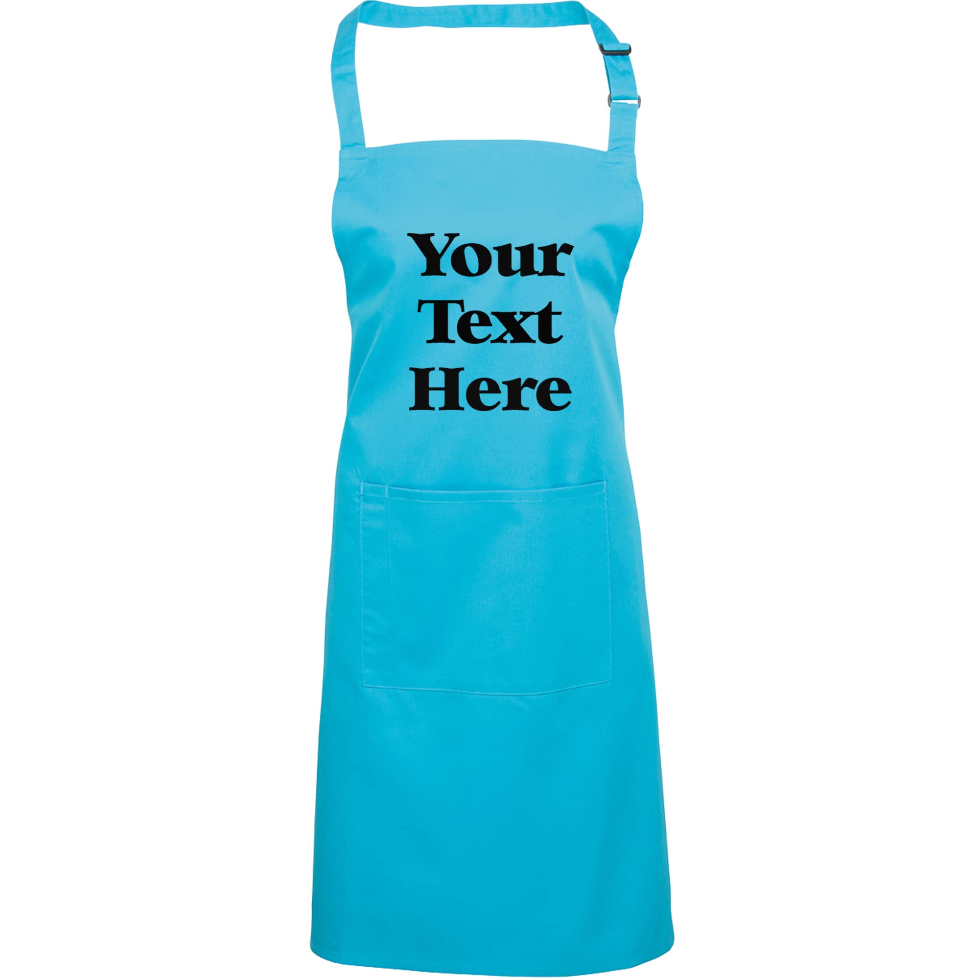 Mr Jeans Personalised Apron For Women Men - Any Text - Customised Aprons Kitchen Baking Funny With Pockets - 38 Colours (Turquoise)