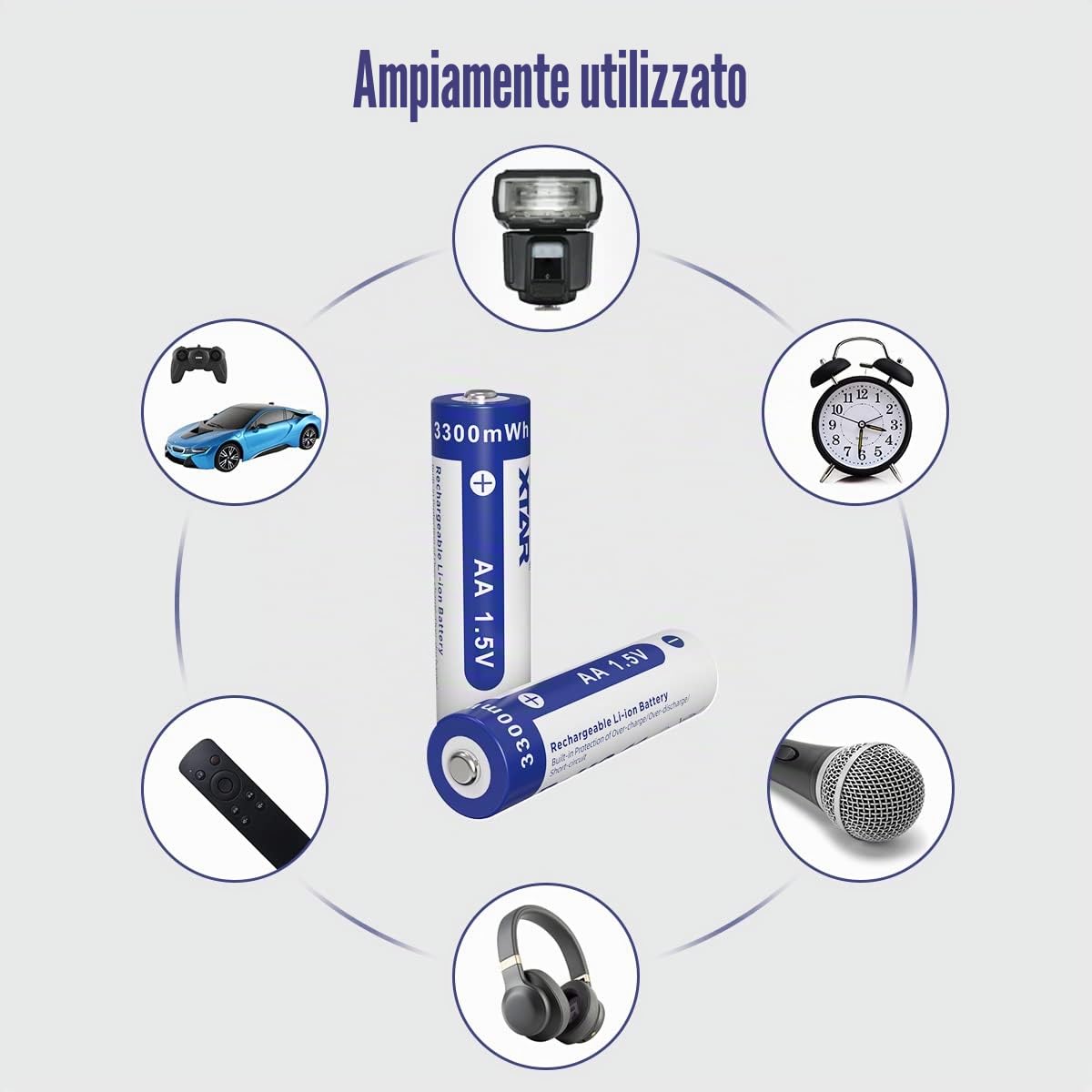 Batterie AA, XTAR 8 confezioni da 1,5 V AA al litio ricaricabile AA 3300 mWh, 8 pezzi (AA* 8 pezzi)