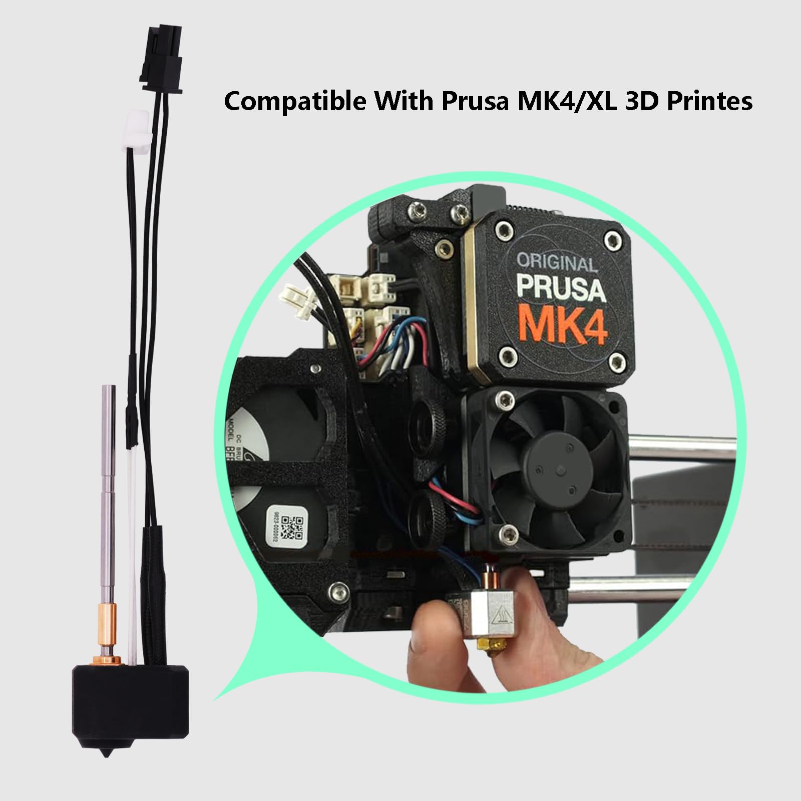 Zestaw Hotend do Prusa MK4/XL, 3D drukarka 24V 40W Zestaw Hot End z miedzianym rurami tytanowymi, aluminiowym blokiem grzejnym z podzielonym gardłem i dodatkową twardą dyszą 0.4mm dla MK4, MK4 XL