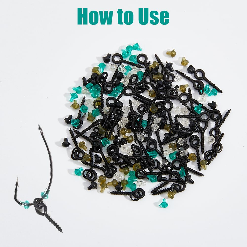 SUPERFINDINGS Set di Accessori per La Pesca Tra Cui 120 pezzo 4 colori Perline di Arresto Dell'Esca per La Pesca In Plastica 60 pezzi 3 stili Vite Perno con Occhiello Peg Bails