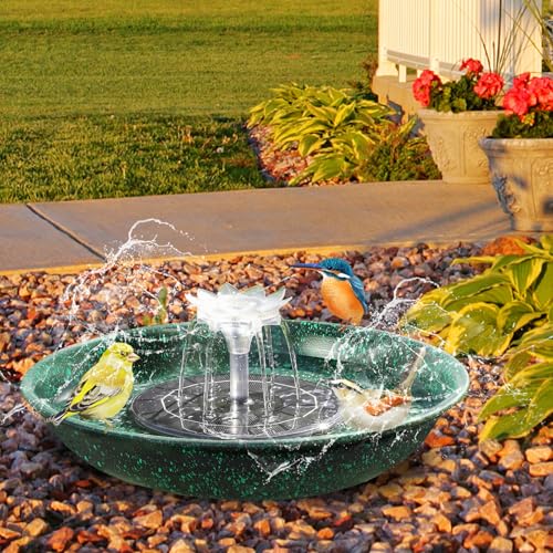 Image of Yiabivo Deck Mounted Bird Bath with Solar Fountain,Solar Railing Bird Bath Fountains for Hummingbirds,Adjustable Metal Durable Deck Bird Bath Holder for Outdoor Railings, Garden,Patio Deck