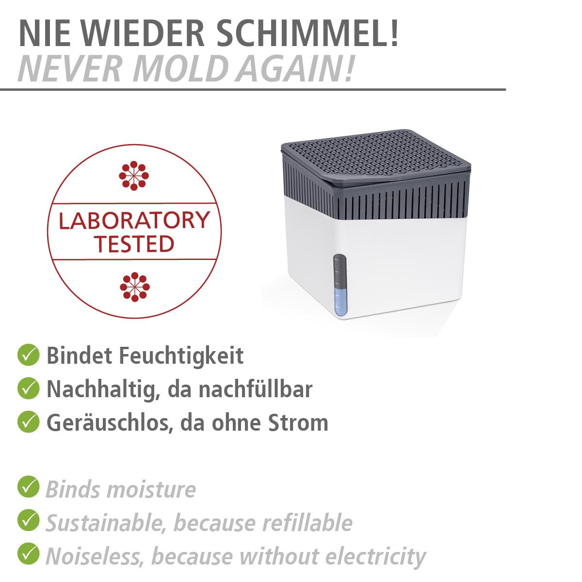 WENKO Nachfüller Raumentfeuchter Mod. Cube mit Orangenduft, 1000 g Nachfüllpack, reduziert Schimmel & Gerüche, 1 kg Granulatblock (Packung mit 4)