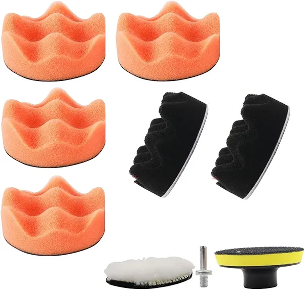 YehVeh 4 Inch Polishing Buffing Pad Car Polishing Pad Kit Sponge Wool Polishing Pad Set with M10 Adapter Drill Buffing Pad Detail Polishing Pads for Rotary Buffer Polisher Waxer Polishing Machine