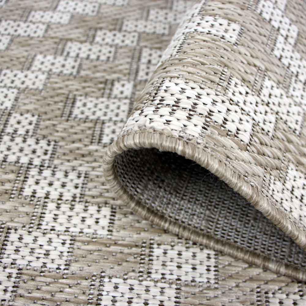 OLIVO.shop RESORT GEOMETRIC BEIGE Tappeto arredo per terrazzo, Tappeto arredamento moderno per esterno, Tappeto moderno esterno, varie misure disponibili (150x220 cm)