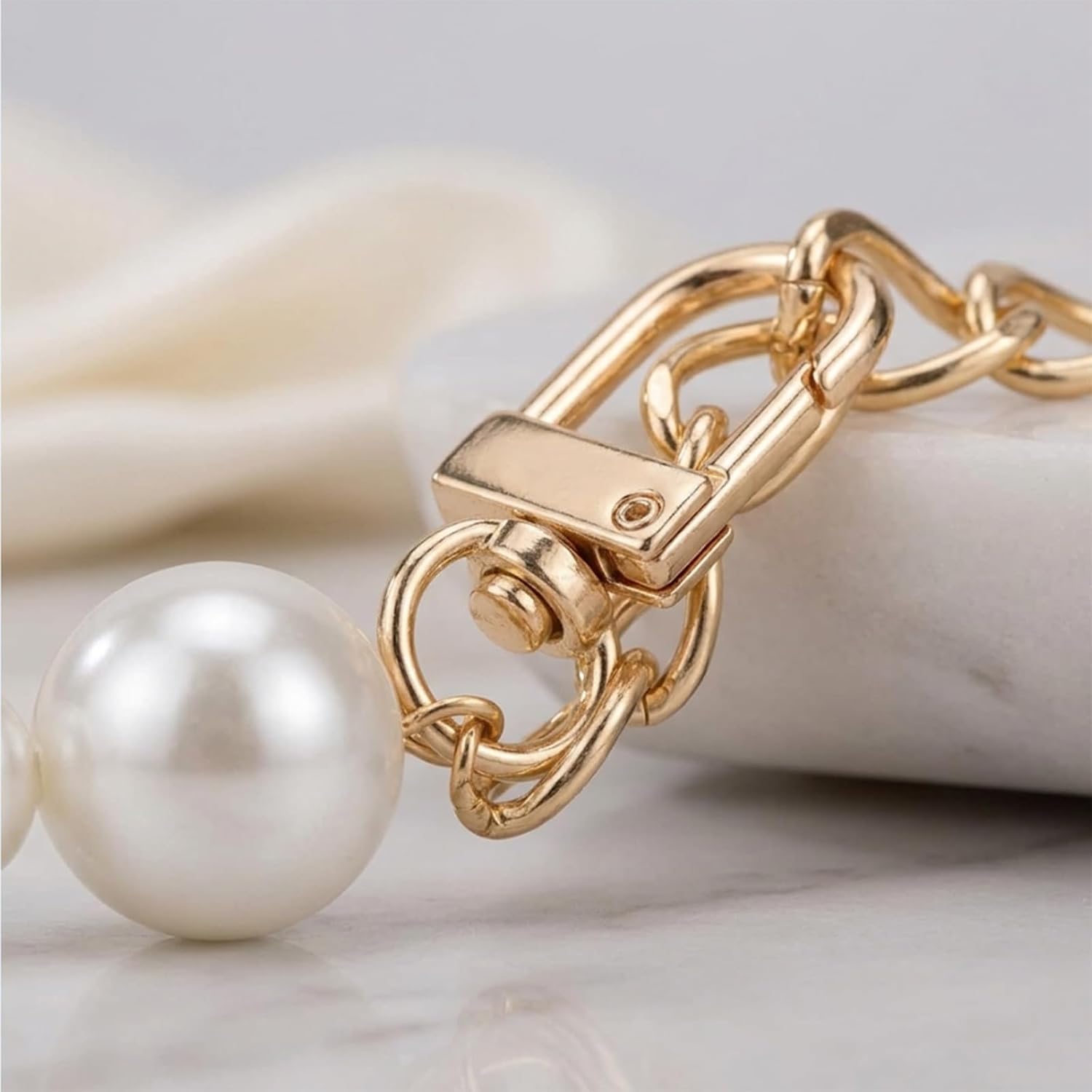 Waldd Pearl Purse Chain Purse Charms Bag Charms for Handbags (Gold)