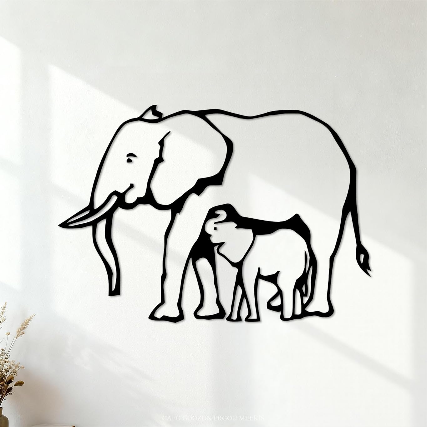 Engraving Stickers Elephant Baby Animal Nice 64x92.1cm Multi Color Selection Black — image 1