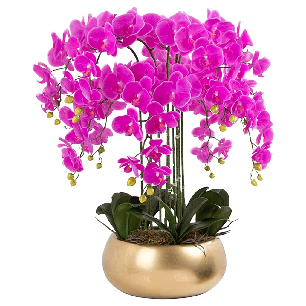 MYUYEE Artificial Flowers Faux Orchids And Plants Potted In Porcelain Planter, Artificial Phalaenopsis Flowers Plant Artificial Flowers Decoration Lifelike