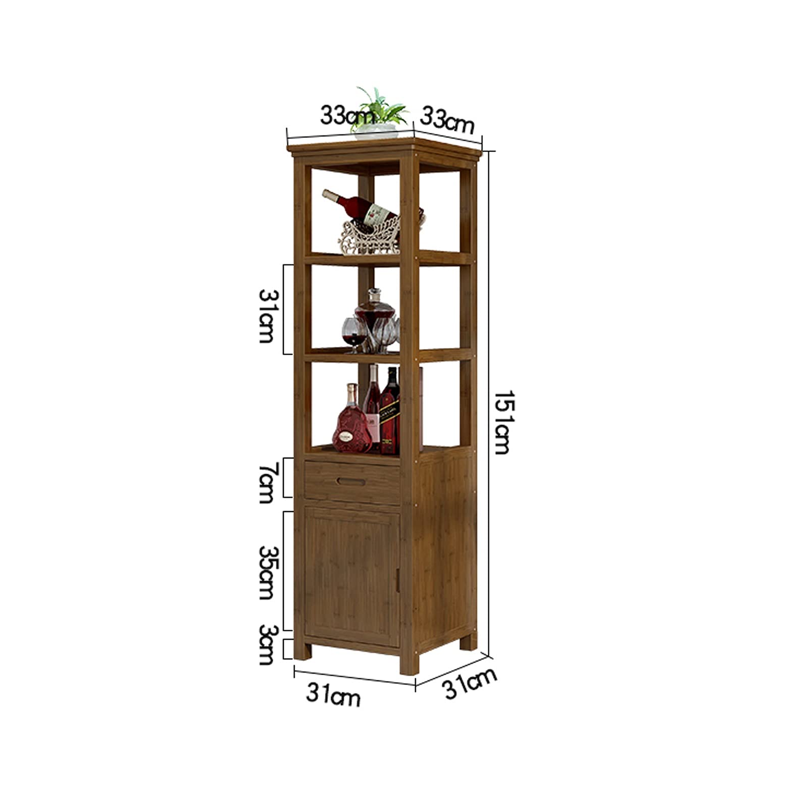 TOMYEUS Armadio del Vino Wine Cabinet Office Rack di Vetro Solidi Legno for Il Vino Rack Decorazioni Storage Rack Display gabinetto for Home Living Room Restaurant Portavini