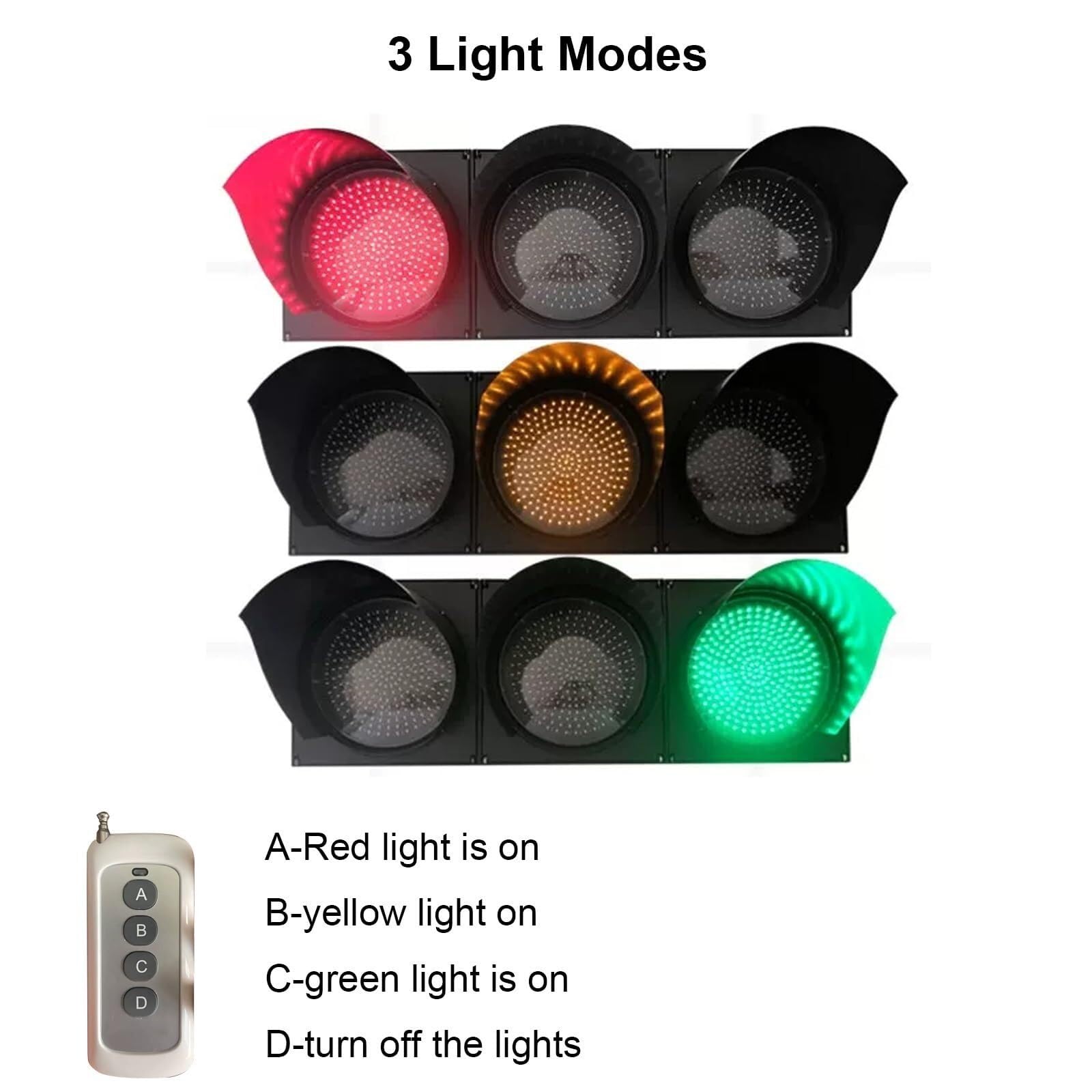 Sygnalizator świetlny LED 200 mm (8 cali), czerwone/żółte/zielone światło stopu ze zdalnym sterowaniem, przemysłowy sygnalizator świetlny drogowy(DC12V)