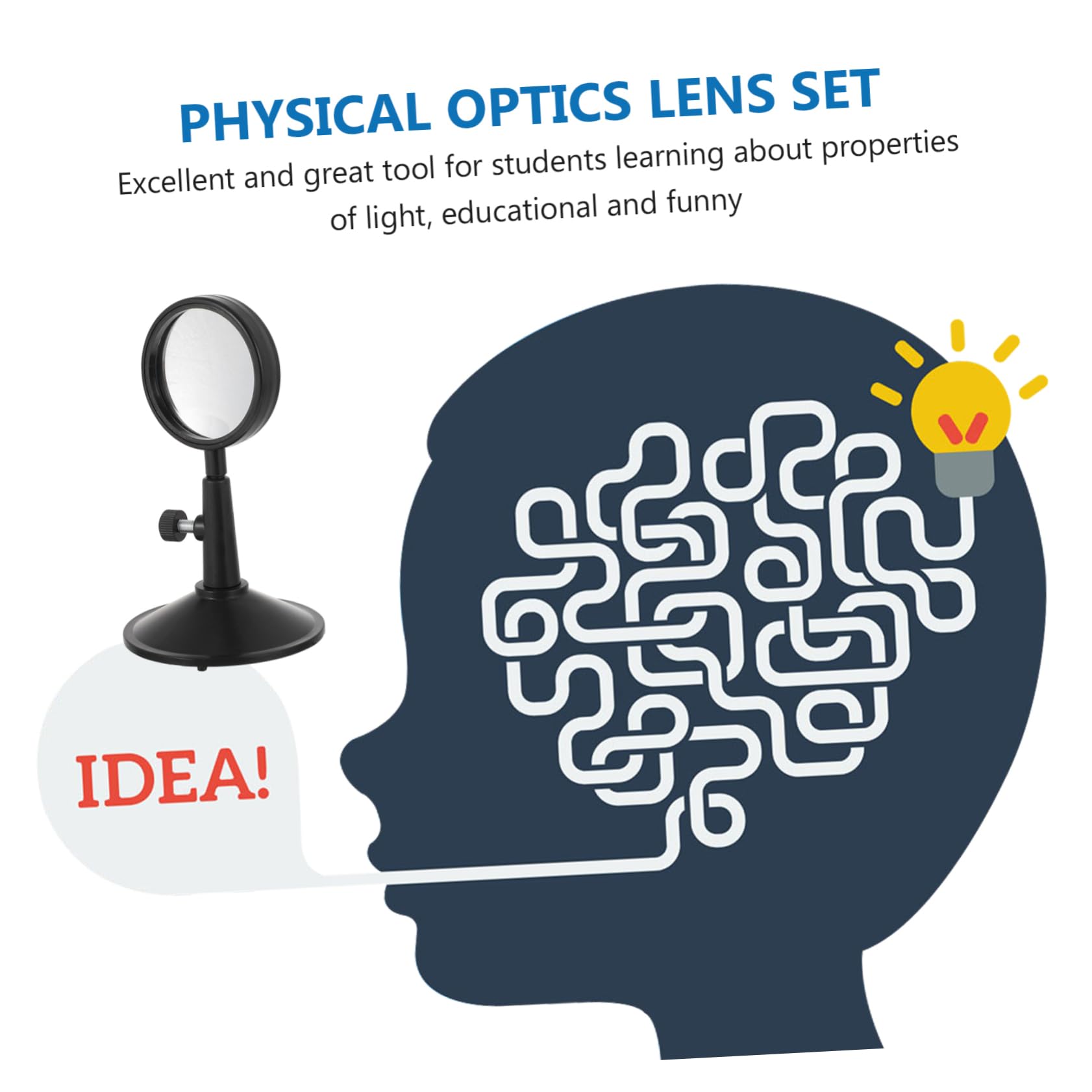Veemoon 1Set Handheld Physical Optical Concave Lens with Rack for School Experiments and Teaching for Physics Laboratory Use Student Learning Tool