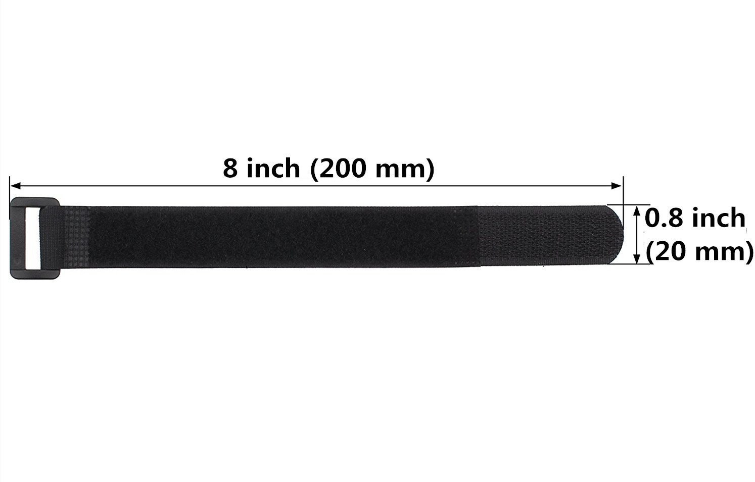 25 pcs cierre de gancho y Loop reutilizable Cable Tie Down straps- 0,8 "x 8", color negro