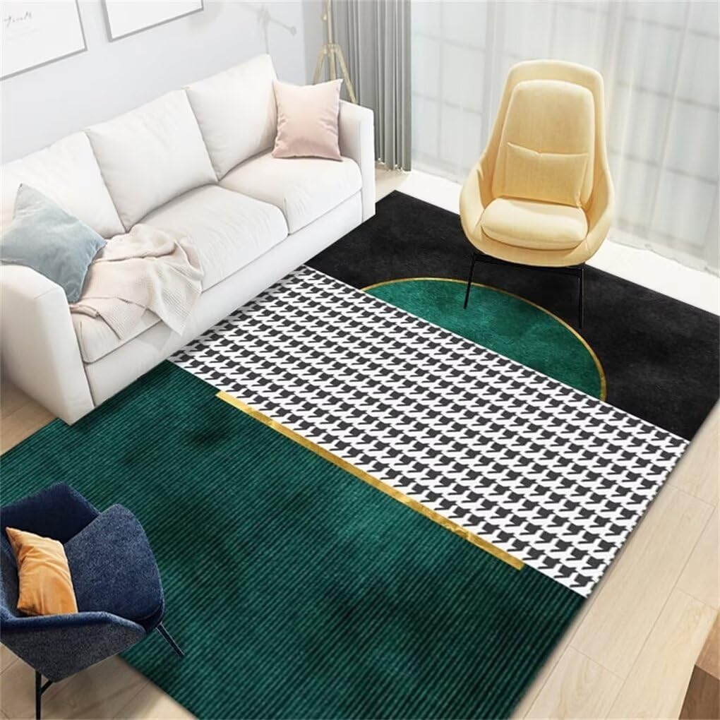 Tapis table basse vert pour réveiller la déco du salon