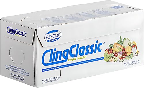 Miniatura 6 de Cling - Rollo de película elástica de plástico clásico de 12 pulgadas x 2000 pies, cortador de cuchillas transparente ZipSafe, dispensador fácil de