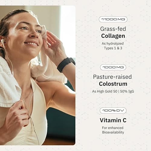 Miniatura 2 de Radiance, péptido de colágeno alimentado con pasto y calostro en polvo, apoya la salud intestinal, la digestión, la función inmunológica,