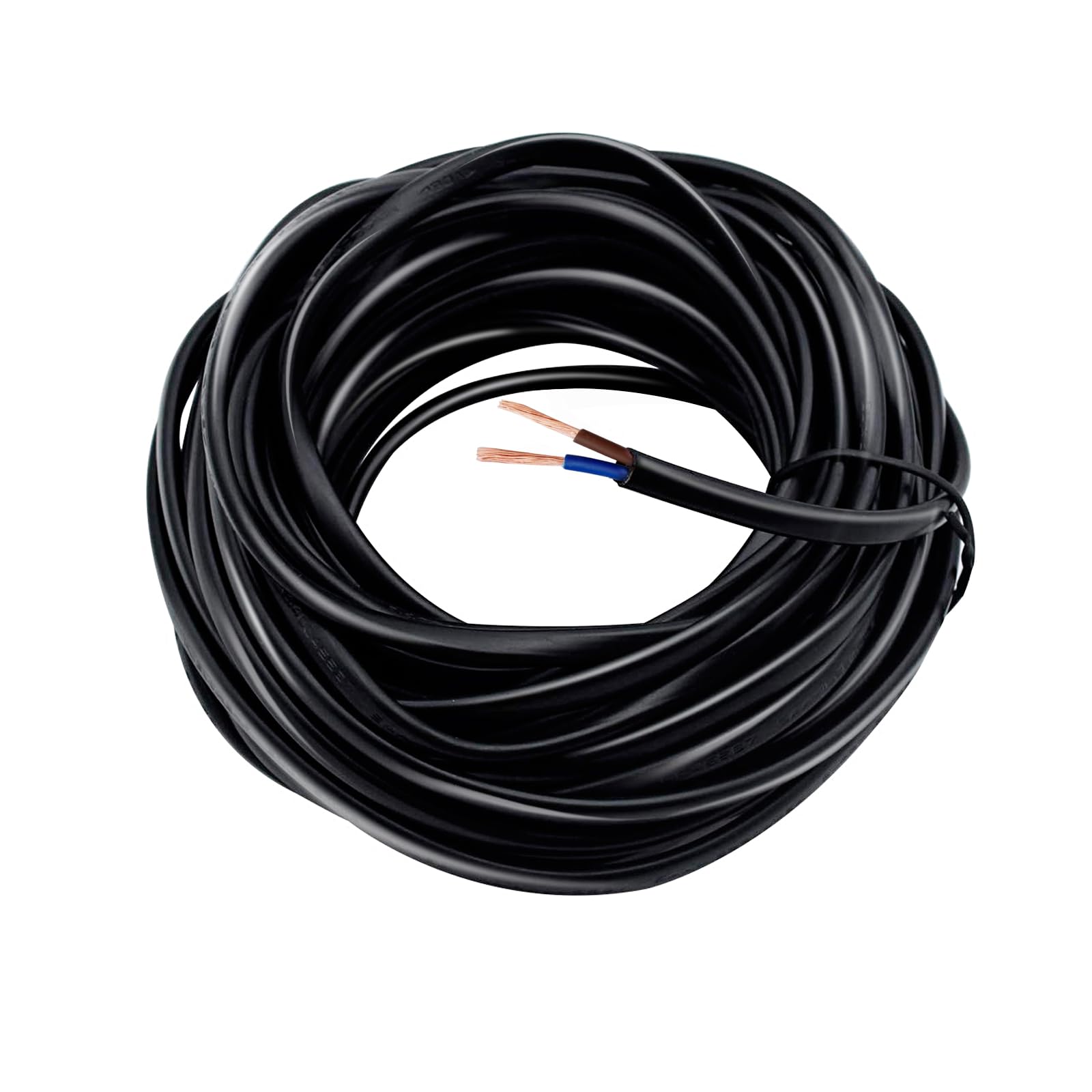 – 10 Meter Black Wire 2 Core Electrical PVC Flexible Cable 0.75mm² 5A Copper Core Flat Flex Cuttable Extension for Low-Power Household Appliances