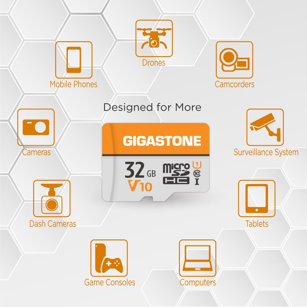 GIGASTONE Lot de 2 cartes micro SD 32 Go V10 pour enregistrement vidéo, caméra de surveillance, caméra de sécurité, caméra de tableau de bord, drone, carte mémoire microSDXC 90 Mo/s UHS-I Classe 10