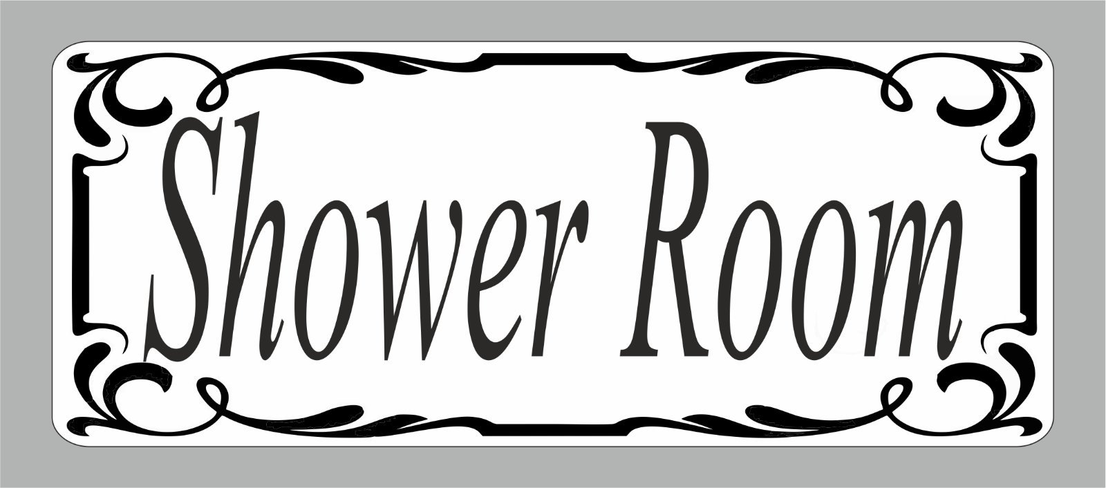 Watershed Designs White Shower Room Door Sign Self Adhesive Vinyl Sticker, Decal Bath Room Door Sticker, Bathroom, Wc