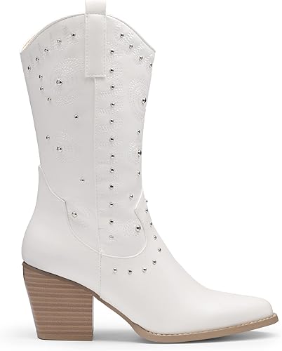 Miniatura 2 de DREAM PAIRS Women's Western Cowboy boots Mid Calf Cowgirl boot Pull-on