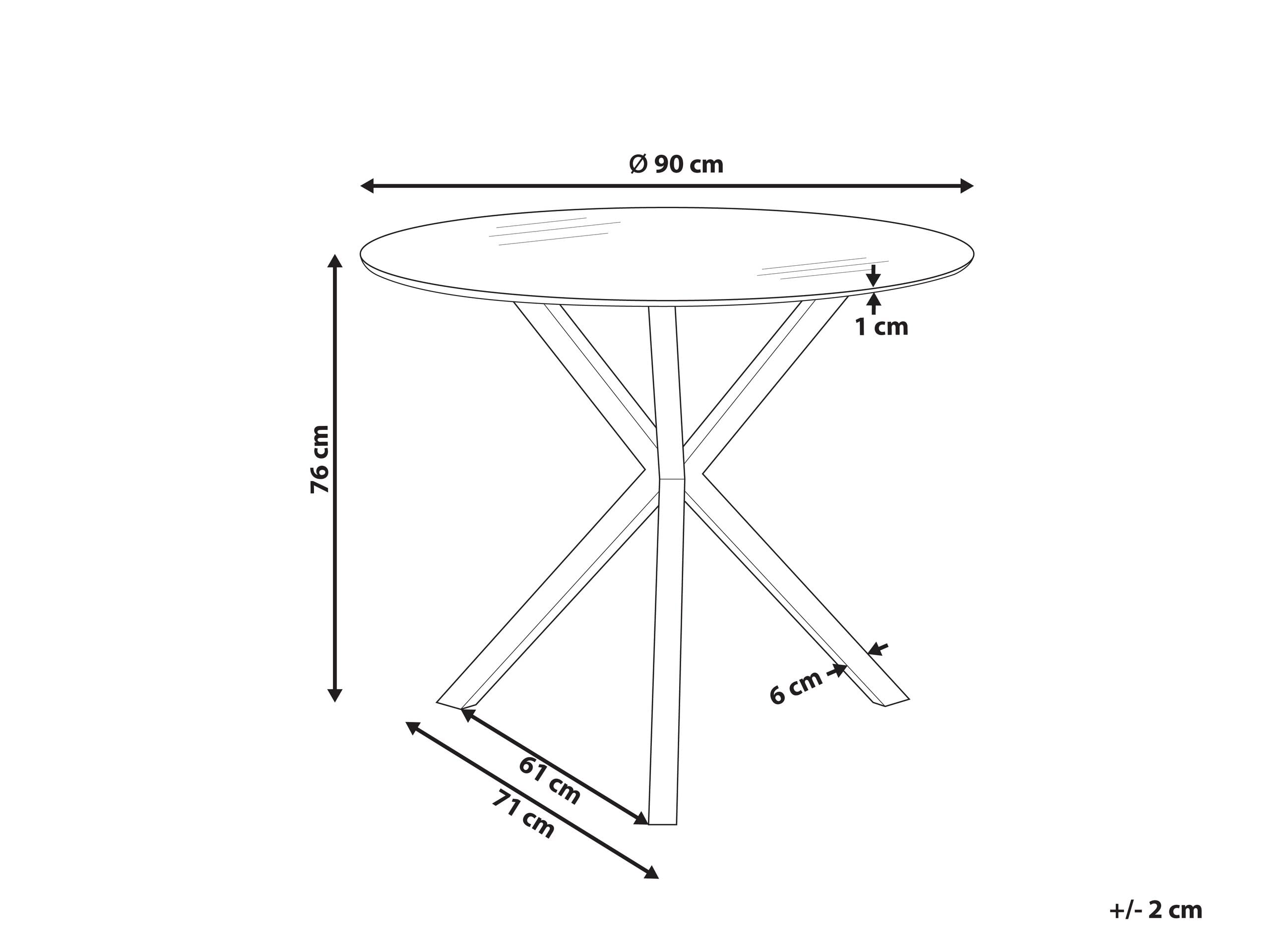 Tavolo da pranzo rotondo moderno glam ⌀ 90 cm 4 persone piano in vetro temperato Oro