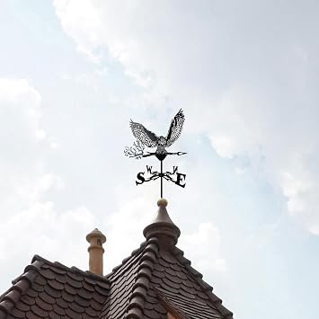 Roofs Decor Weather Vane Owl Weathervane,Metal Animal Weathervane, Iron Art Garden Ornaments Outdoor, Wind Vane for House Garage Cupola Barn or Pavilion