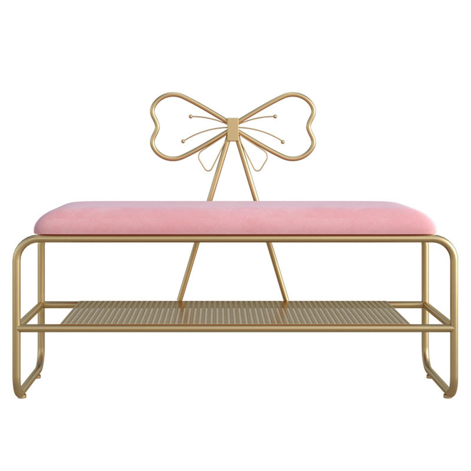 Tabouret à langer rose 80 cm, banc d'entrée design et assise de chambre style crème