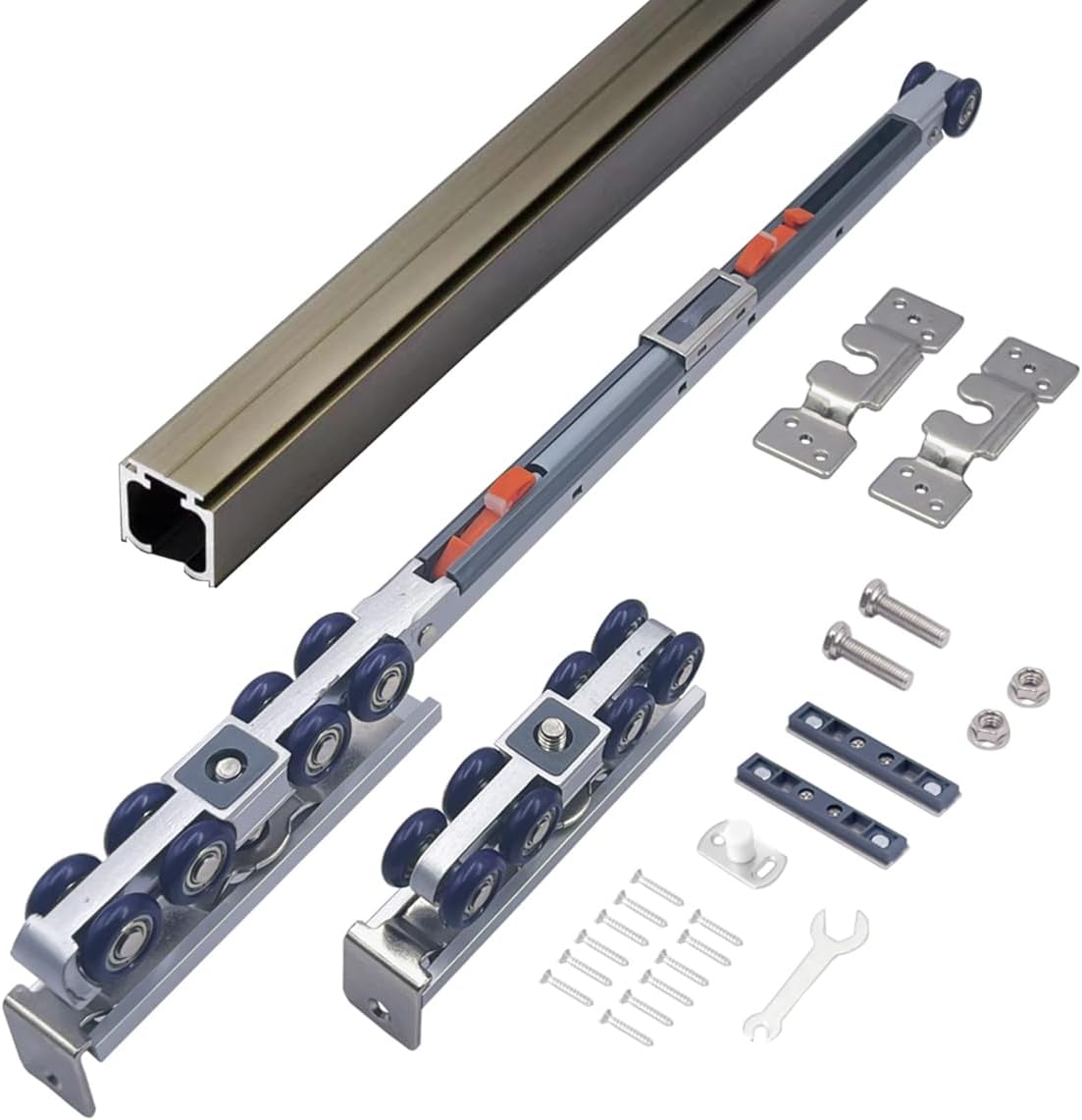 HOWHY Slow Close Pocket Door Slide Hardware and Track Set, Heavy Duty Hanger,Barn