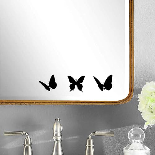 Miniatura 5 de Paquete de 18 calcomanías de silueta de insectos de mariposa pequeña (extra pequeño, negro)