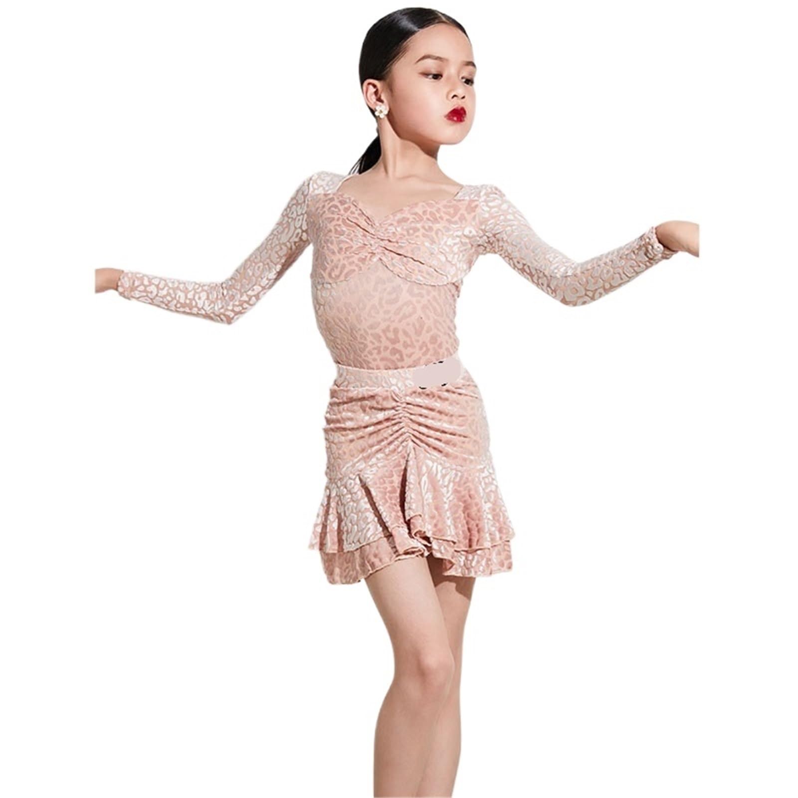 Tuta da allenamento for danza latina for ragazze, set esibizione professionale, autunno e inverno, maniche lunghe di Adatto per abiti da ballo latino