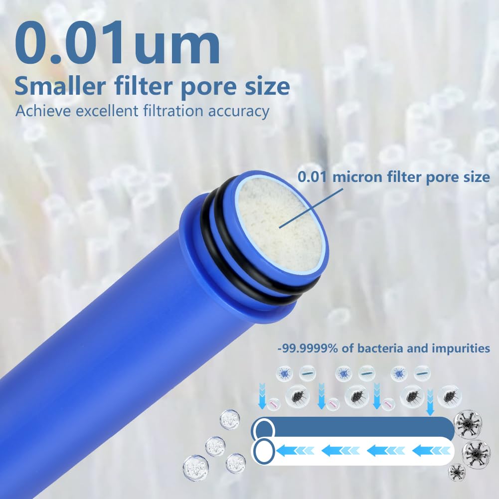 HOTUT Outdoor Wasserfilter Flasche, 650 ml Trinkwasserfilter flasche, Trinkflasche mit entnehmbarem Filter, Wasserflasche filter für Wandern, Camping, Survival, Reisen