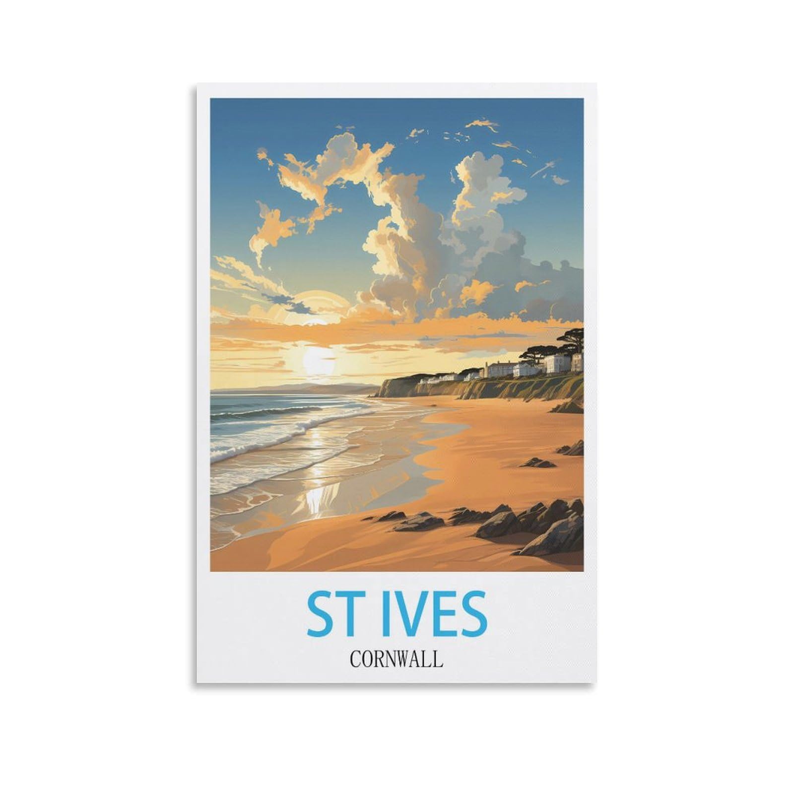 Lnhzgnjnh Unframe-Style St Ives Cornwall Vintage Travel Posters 08X12inch(20X30cm) Canvas Wall Art Wall Print Painting Decor Living Room Bedroom Decor